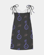 Bomb pattern (purple) Women's Tie Strap Split Dress